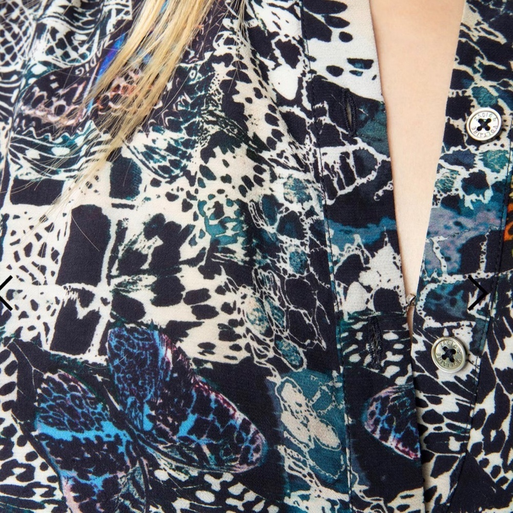 Zadig & Voltaire Rimaz Soft Butterflies Short Sleeve Asymmetrical Midi Dress NEW - Picture 8 of 14
